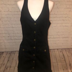 Black Jean- Style Overall Dress